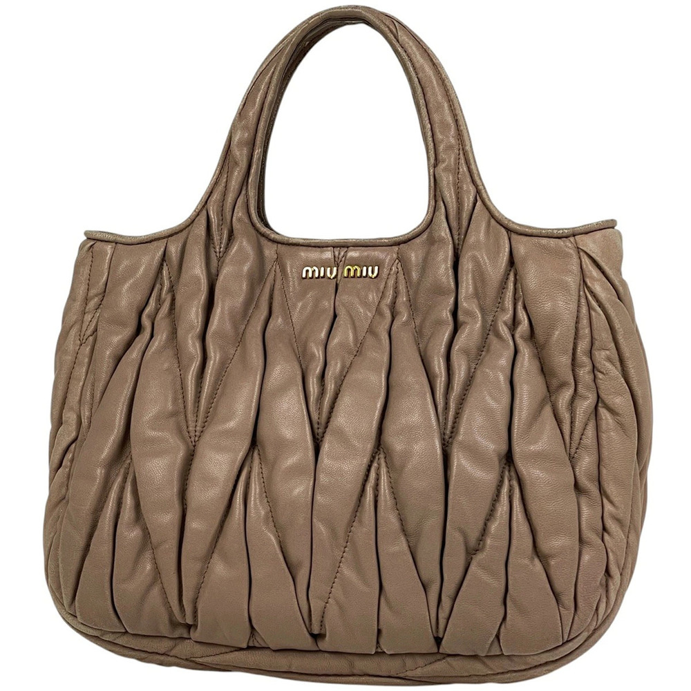 Miu Miu 2way Shoulder Bag Leather Pink Beige Cream